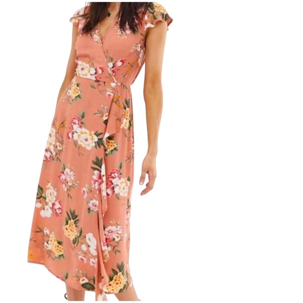 Band of Gypsies Floral Faux Wrap Dress